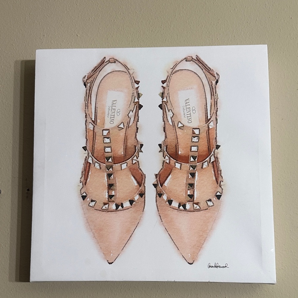 Valentino Women's Beige Studded Heels Canvas Frame